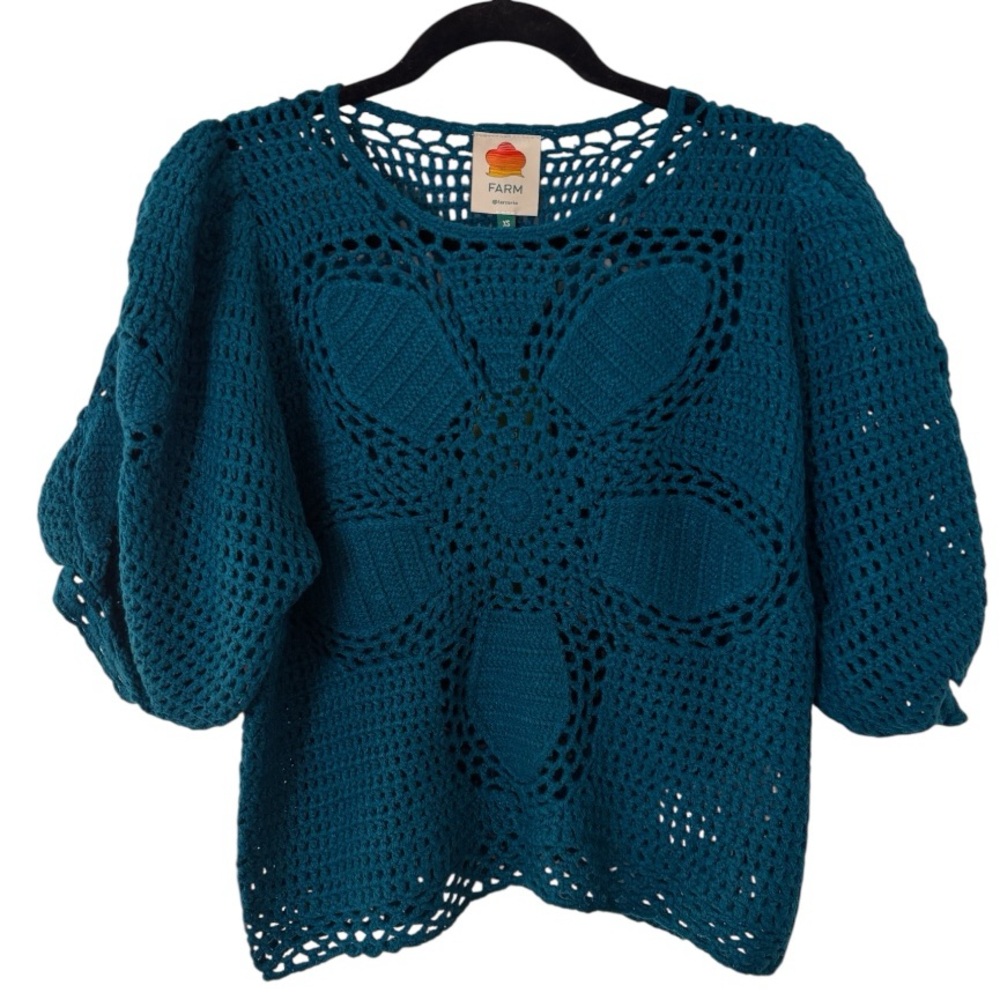 NWT FARM Rio Flower Draw Crochet Blouse - Picture 2 of 7